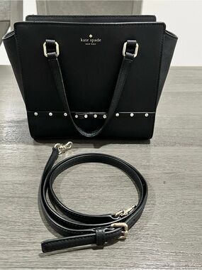 kate spade Black Satchel with Stud Detail and Removable Strap
